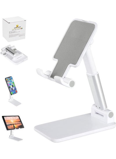 Foldable Angle Height Adjustable Cell Phone Stand For Desk White