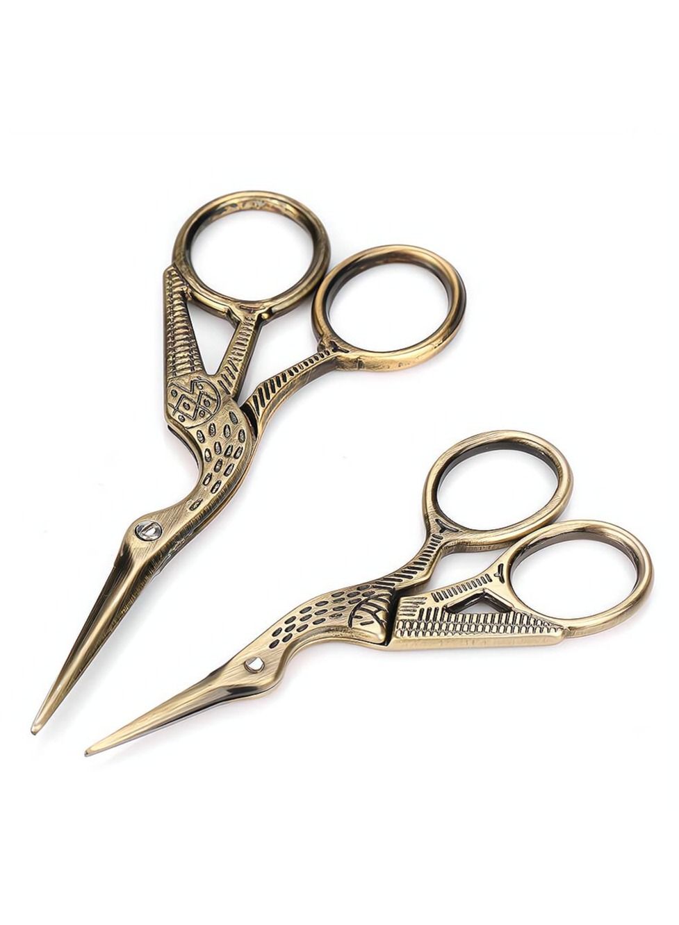 2PCS Vintage Stork Shape Sewing Scissors Stainless Steel Tailor Scissors  Sharp Sewing Shears for Embroidery, Sewing, Craft, Art Work & Everyday Use  