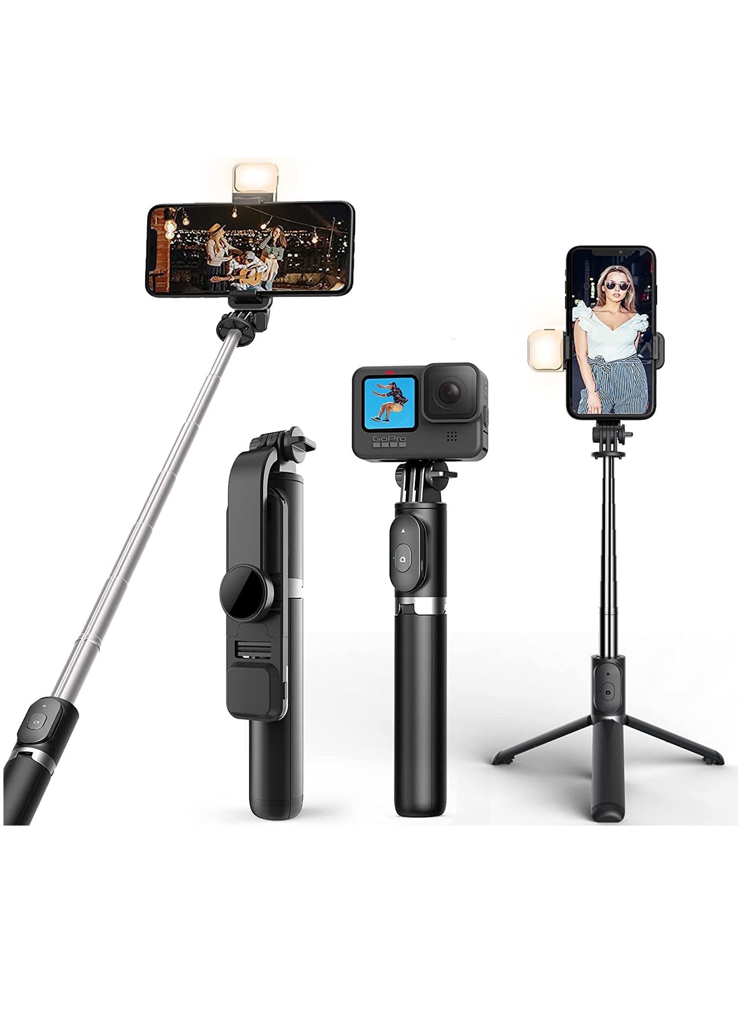 Generic Mobilife Selfie Stick with Light,Long Selfie Stick with Tripod  Stand 104cm Plus,Bluetooth Mobile Selfie Stick for Mobile Phone,  Makeup,Vlogging,Youtube,Live,Iphone Mi Vivo Oppo Samsung,Black price in  Dubai, UAE | Compare Prices