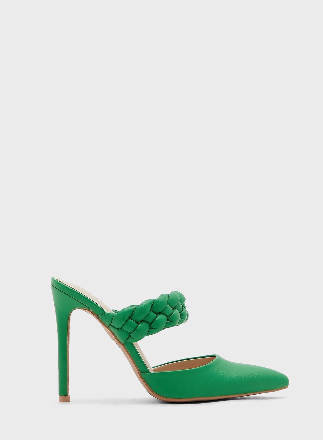 Ginger Plaited Strap Slip On Pointed Pumpgreen