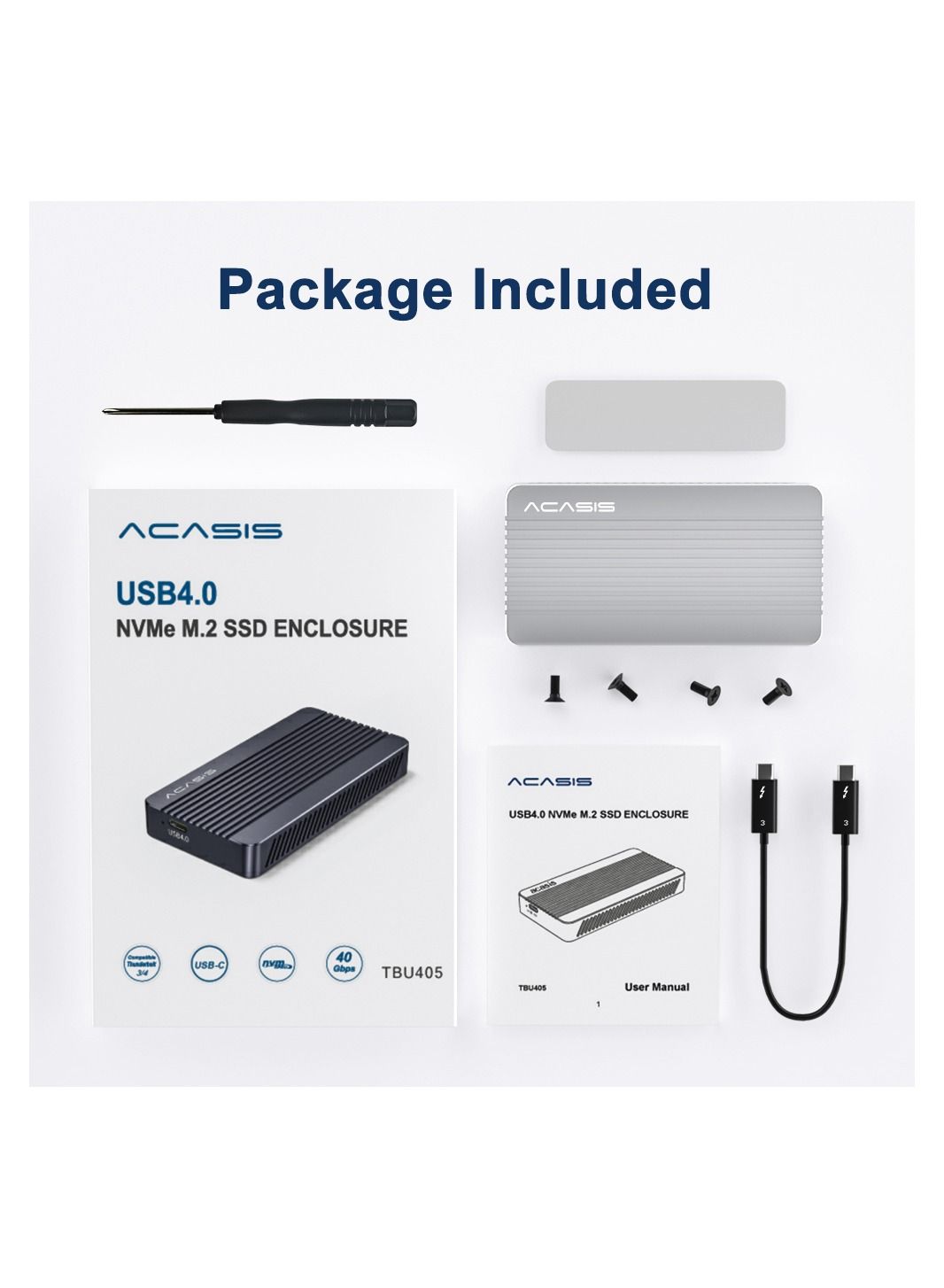 Acasis 40Gbps USB Thunderbolt SSD Case Hard Driver for Storing
