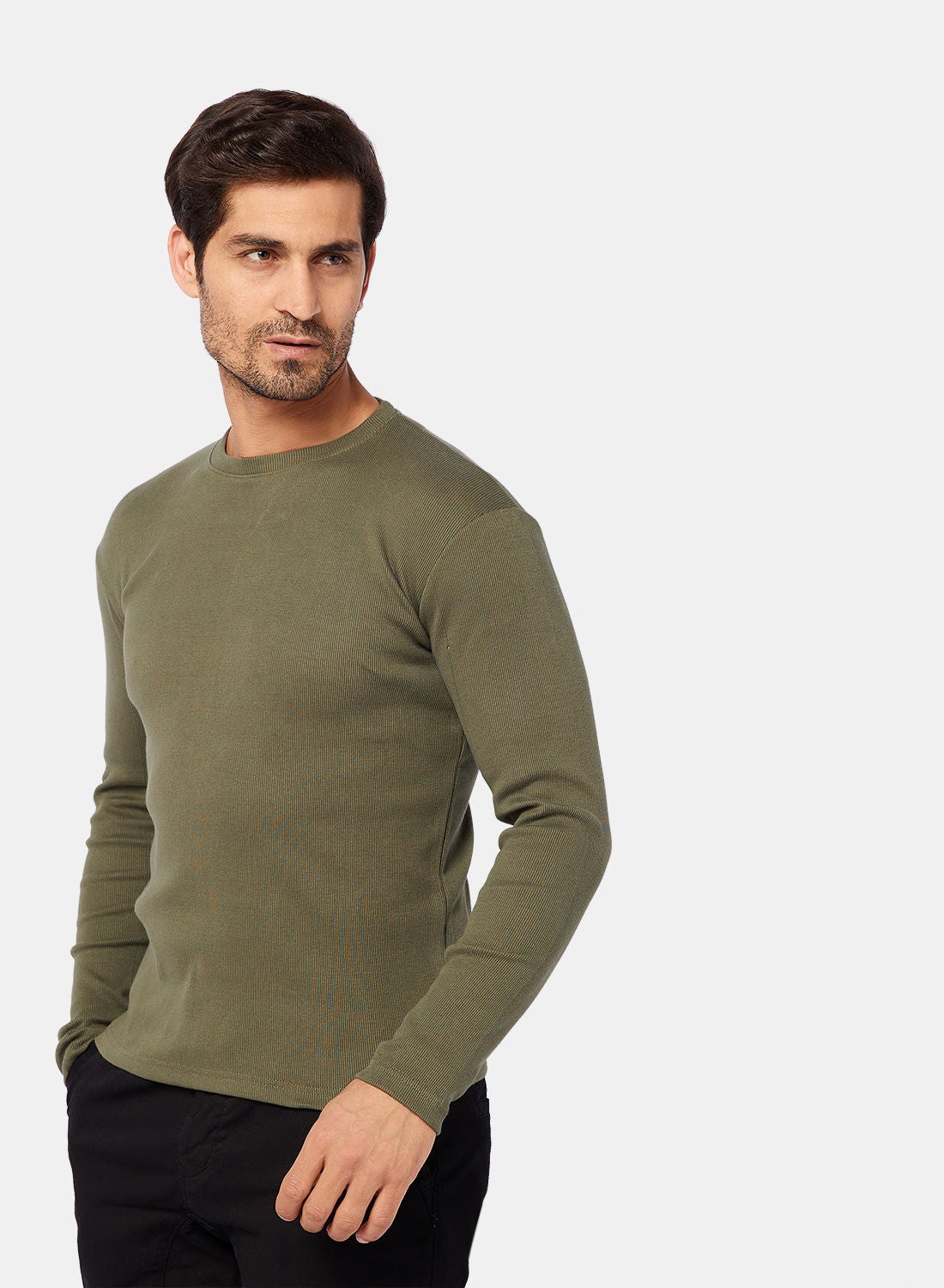 Ribbed Crew-Neck Pullover