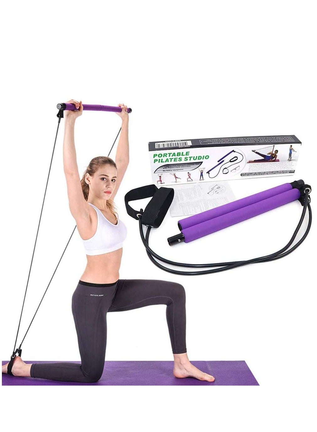 Generic Portable Yoga Pilates Studio Bar with Resistance Bands Purple price in Egypt Compare Prices