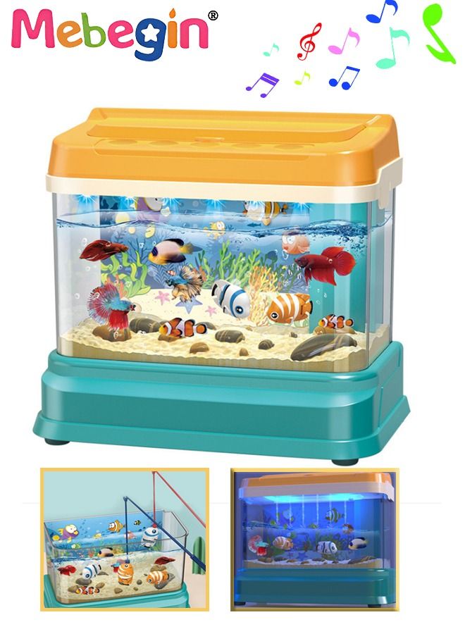 MEBEGIN Mini Aquarium Artificial Fish Tank with 2 pieces Moving Fish Fake Aquarium Toy Fish Tank with USB Powered and Magnetic Bottle price in Saudi Arabia Compare Prices