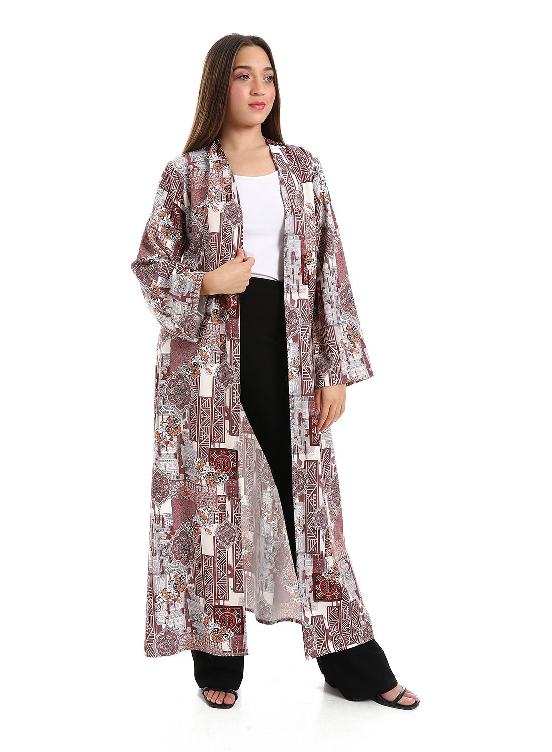 Punto D'oro Women's Patterned Long Cardigan - Brown price in Egypt