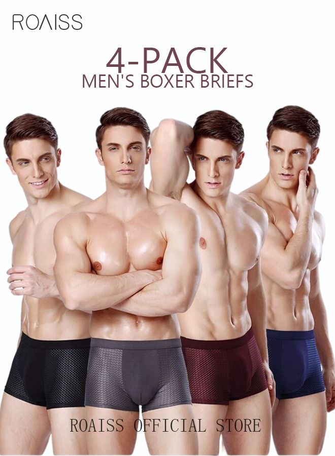 roaiss 4 Pack Set Men s Mesh Boxers Shorts Briefs Quick drying