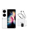 P50 Pocket Dual SIM White 8GB RAM 256GB 4G LTE With FreeLace Bluetooth Earphones And Gift Box