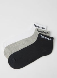 Reebok Active Core Ankle Socks (Pack of 3) Medium Grey Heather/White/Black  Egypt | Cairo, Giza