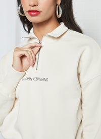 Reflective Logo Half-Zip Sweatshirt 