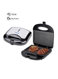 Buy 2 Slice Grill Maker – Non-Stick, Stainless Steel Sandwich Maker with Handle Locking System, Indicator Light, Overheat Protection 750 W SGT-853 Black/Silver in UAE