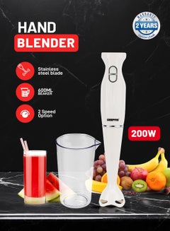 Buy Hand Blender , 2 Speed, Stainless Steel Blade | Low Noise DC Motor | Detachable Stick | Ideal for Making Smoothies, Milk Shakes, Baby Food | Anti-Splash White Guard GHB6143 White in UAE