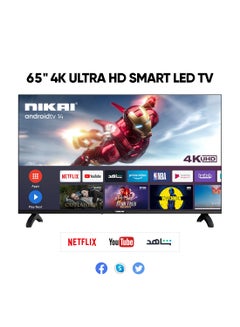 Buy 65-Inch 4K UHD Android Smart LED TV | Ultra HD Resolution, Built-In Apps (Netflix, YouTube, Facebook, Twitter, Skype) | 60Hz Refresh Rate, USB & HDMI Connectivity, DLNA Support UHD65SLED Black in Saudi Arabia