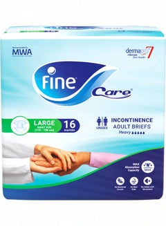 Buy Care Incontinence Adult Diapers Breifs, Large Size ,Waist 110-156 cm, Count 16 in Egypt