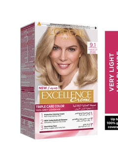 Buy Excellence Crème Permanent Hair Color 9.1 Very Light Ash Blonde in Egypt