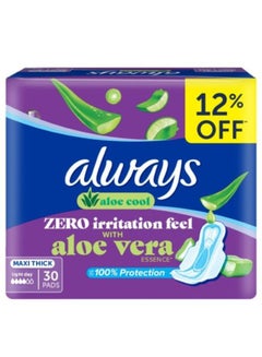 Buy Aloe Cool Long Maxi Thick Pads For Light Days 30 Count in Saudi Arabia