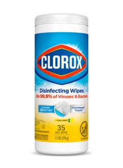 Buy Disinfecting Crisp Lemon Wet Wipes 35 Count Yellow 219grams in Saudi Arabia