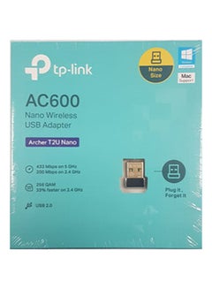 Buy Archer T2U Nano AC600 Dual Band Wireless USB Adapter, Design Network Adapter/WiFi Dongle for PC Desktop & Laptop, Omni Directional,  Supports Windows 10/8.1/8/7/XP, Mac OS X Black in Saudi Arabia