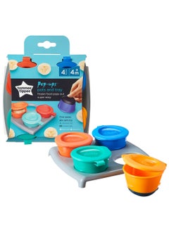 Buy Pack Of 4 Pop Up Freezer Weaning Pots With Tray, Baby Food Containers With Soft Push Up Bases, 4 Months+, 60ml Multicolour in UAE