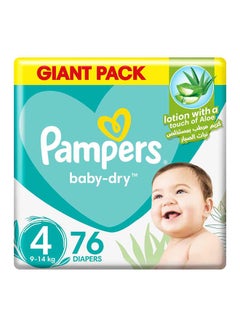 Buy Baby-Dry Taped Diapers with Aloe Vera Lotion up to 100% Leakage Protection for Over 12 Hours Size 4 9-14kg 76 Count in Saudi Arabia