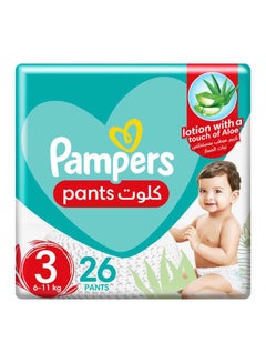 Buy Baby-Dry Pants with Aloe Vera Lotion, 360 Fit , Size 3, 6-11kg, Carry Pack, 26 Count in UAE