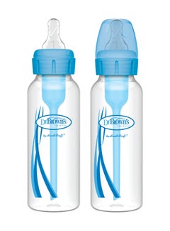 Buy 8 Oz/250 Ml Anti-Colic Pp Narrow Options+ Bottle - Blue, 2-Pack in UAE