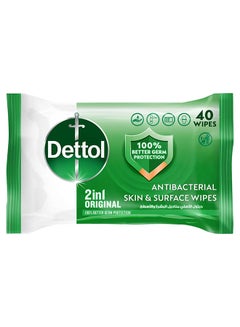 Buy Original Antibacterial Skin And Surface Wipes, Pack Of 40 in UAE