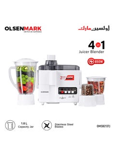 Buy 4-In-1 Food Processor (Juicer, Grinder, And Multifunctional Blender) 1.8 L 650 W OMSB2137J White in UAE