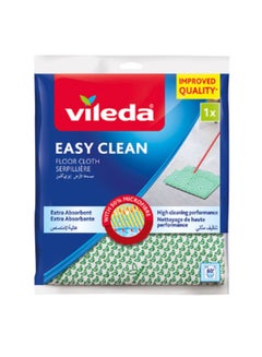 Buy Easy Clean Floor Cloth, Microfiber, Absorbent, Durable, Stick to Floor Wiper, Hygienically Fresh For Longer, 1 Pc Green/White 60x50cm in UAE