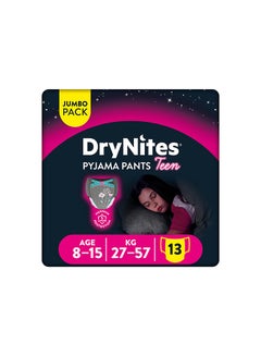 Buy DryNites Bedwetting Pyjama Pants for Girls, Age 8 - 15, 27 - 57 kg, Jumbo Pack of 13 in UAE