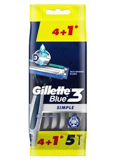 Buy Blue 3 Simple Disposable Razors 5 Count in Saudi Arabia