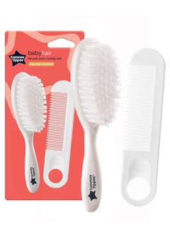 Buy Pack Of 2 Super Soft Bristles Essential Basics Brush And Comb Set Suitable For New Born Baby White in Saudi Arabia