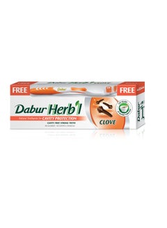 Buy Herbal Cavity Protectection Clove Toothpaste 140g + Toothbrush| Enriched with Clove | Natural Toothpaste For Cavity Free Strong Teeth 150grams in UAE