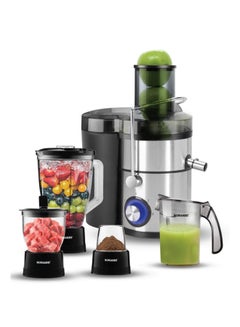 Buy 4 in 1 Powerful Juicer Blender -  Perfect Electric Blender, Juicer, Chopper & Grinder |  2 Speeds, Unbreakable 1.5L Fruit Juicer, Grinder, Chopper | Powerful Versatile & Compact 800 W SJB-401 Silver/Black in UAE