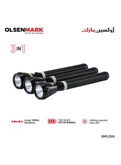 اشتري 3Piece Rechargeable LED Flashlight Torch Set أسود في السعودية
