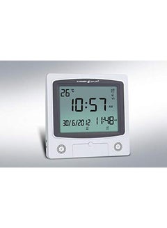 Buy Digital Azan Table Alarm Clock Silver/Black 22.5x21.5cm in UAE