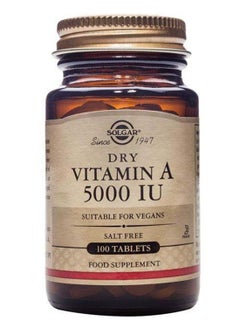 Buy Dry Vitamin A 5000 Iu Food Supplement Salt Free Suitable For Vegans 100 Tablets in Saudi Arabia