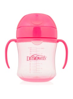 Buy 6 Oz/180 Ml Spill Proof Soft-Spout Transition Cup With Handles - Pink Deco (6M+), 1-Pack in UAE