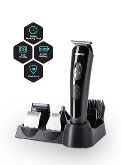 Buy 11-in-1 Rechargeable Grooming Set,Hair/ Bread/ Nose/ Ear/ Body Trimmer | 5 Changeable Heads | Li-Ion Battery | 60mins Working Time | LED Display | 4 Combs Attachments Black/Silver in UAE