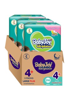 Buy Compressed Diamond Pad Diaper, Size 4+, Large Plus, 12-21 Kg, Giant Box, 210 Diapers in UAE