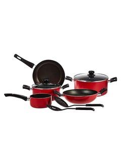 اشتري 9-Piece Culnilary Delights Cookware Set Red/Black 24cm في الامارات