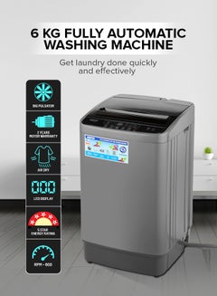 Buy Fully Automatic Top Loaded Washing Machine 6kg - Auto-Imbalance, Gentle Fabric Care, Turbo Wash, Anti Vibration & Noise, Child Lock, Stainless Steel Drum GFWM6800LCQ White/Black in UAE