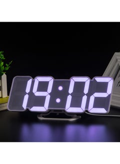 Buy 3D Wireless Remote Digital LED Alarm Clock White 226grams in UAE