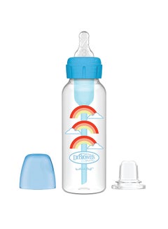 Buy 8 Oz/250 Ml Anti-Colic Pp Narrow Options+ Bottle To Sippy Starter Kit, Blue Rainbows (+L3 Nipple) in UAE