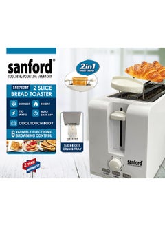 Buy BREAD TOASTER 2 750 W SF5753BT BS White in UAE