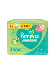 Buy Complete Clean Baby Wipes with Aloe Vera Lotion for Hands & Face 2+1 Packs 192 Count in Saudi Arabia