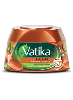 Buy Vatika Moroccan Argan Styling Hair Cream | Soft & Silky | Heat Protect | For Dull, Dry & Unmanageable Hair 190ml in Egypt