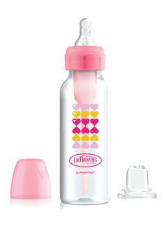 Buy 8 Oz/250 Ml Anti-Colic Pp Narrow Options+ Bottle To Sippy Starter Kit, Pink Hearts (+L3 Nipple) in UAE