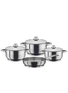 Buy Prestige Stainless Steel 9 Piece Stockpot Cookware Set Silver/Black in UAE