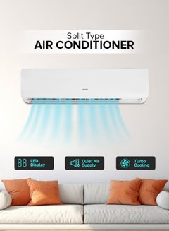 Buy Split Type Air Conditioner - Ergonomic Design with Led Display | Multiple Speed, Turbo Cooling & Auto Restart | Washable Filter | 18000 BTU | Remote Included 1.5 TON AIR CONDITIONER White in UAE