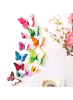 Buy 12-Piece 3D Butterfly Decorative Wall Sticker Set Multicolour 10 x 5cm in UAE